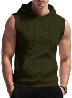 AIEOE Sport Tank Top Herren Hoodie Muskelshirt Ärmellos mit Handytasche Kapuze für Gym Fitness Training Bodybuilding - EU XL (Asie 2XL) von AIEOE