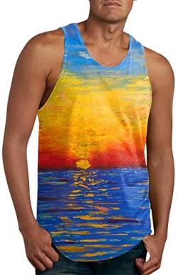AIEOE Tanktop Herren Sommer Hawaii Tankshirt Strand Tank Top Muskelshirt Ärmellos T-Shirt 3D Druck Print Muster Locker Schnell Trocknend Atmungsaktiv - L von AIEOE