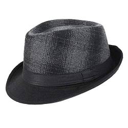 AIEOE - Trilby Hut Gangsterhut Herren Fedora Hut Filzhut Erwachsene Damen Mütze Panama Jazz mit Breiter Krempe für Frühling und Herbst Schwarz - Grau von AIEOE