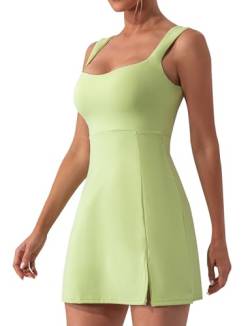 AIEOE Yoga Tennis Kleider Damen Sport Golf Falten Kleider mit Integrierten BH Größe XL Grün von AIEOE