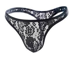 BANDIDAS Herren Slips G-String Spitze Transparenz Sexy Low Rise Tanga Elefantenstring Weich und Atmubgsaktiven Unterhose Schwarz Asiatische Größe L=EU Größe XXS von AIEOE