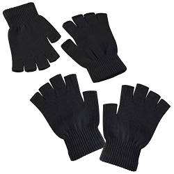AIEX 2 Paar Unisex Halbfingerhandschuhe, dehnbare, wärmere Fingerlose Handschuhe, Winter-Strickhandschuhe für Damen und Herren, Winter, Kaltes Wetter von AIEX