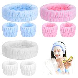 AIEX 9 Stück Make-up-Stirnband für Damen, niedliches Make-up-Stirnband aus weicher Mikrofaser, für Spa, Gesichtswäsche für Frauen und Mädchen (Rosa, Weiß, Blau) von AIEX