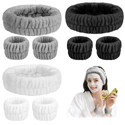 AIEX 9 Stück Make-up-Stirnband für Damen, niedliches Make-up-Stirnband aus weicher Mikrofaser, für das Gesicht, Spa, Gesichtswäsche für Frauen und Mädchen (weiß, grau, schwarz) von AIEX