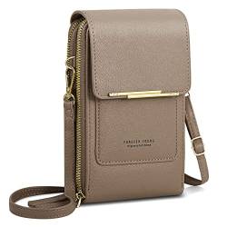 AIFILLE Handy Umhängetasche Damen, Kleine Handtasche Damen, Elegant Handytasche mit Geldbörse zum Umhängen, PU Leder Tasche für Handy kompatibel mit Samsung A03 A13 A12 A53 A51 A10 A22 S20 S10, Grau von AIFILLE