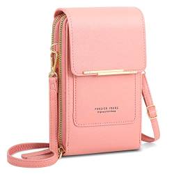 AIFILLE Schultertasche Damen Klein Rosa, Handytasche zum Umhängen Damen, Mini Umhängetasche mit Geldbörse Leder PU Handy Portemonnaie Tasche für Frauen mit Kartenschlitz und Verstellbar Schultergurt von AIFILLE