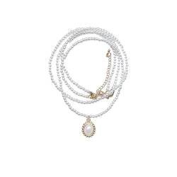 AIFUYUDM perlenkette damen Faux kette damen Pearl Planet Necklace Weiße Perlenketten Herzförmige Halskette herren Damen Saturn Perlenkette, Geschenke für Frauen mit Geschenkbox (Weiß03) von AIFUYUDM