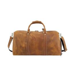 AIGUONIU Faltbare Reisetasche aus Rindsleder im Vintage-Stil, für Herren, Braun, Retro von AIGUONIU
