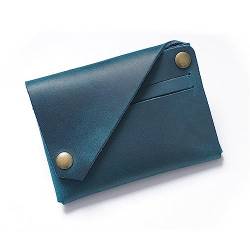 AIGUONIU Handgefertigte, minimalistische Vintage-Geldbörse aus Leder, ohne Nähte, Kartenhalter, Münzgeldbörse, Blau, Vintage von AIGUONIU