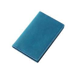 AIGUONIU Handgefertigte Geldbörse aus 100 % Leder mit Kartenhalter, minimalistisches Design, dünn und schlank, ideal als Geschenk, Blau, Vintage von AIGUONIU