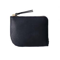 AIGUONIU Handgefertigter Kreditkartenhalter aus echtem Leder, Vintage-Stil, modisch, Münzgeldbörse, kleine Geldbörse, Clutch, Reißverschluss, Klemme für Geld, Schwarz, Vintage von AIGUONIU