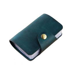 AIGUONIU Retro Handgefertigte Ledertasche Brieftasche Tasche Halter für 20 Kreditkarten, Blau, Retro von AIGUONIU