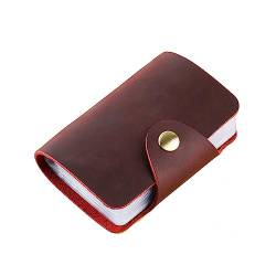 AIGUONIU Retro Handgefertigte Ledertasche Brieftasche Tasche Halter für 20 Kreditkarten, Rot/Ausflug, einfarbig (Getaway Solids), Retro von AIGUONIU