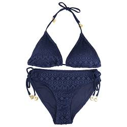 AIJIA Bikini Damen Set Gepolstert Badeanzug Klassischer Sexy Triangel Zweiteiliger Bademode Neckholder Swimsuit Split Strandkleidung Blau XL von AIJIA