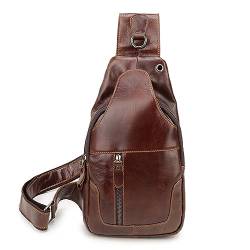 AIKARA Herren Leder UmhäNgetasche Kuh GüRtel Linie Loch LäSsige Mode ReißVerschluss Tragen-BestäNdig Messenger Tasche Brust Tasche,Braun,32.5 * 14 * 6cm von AIKARA