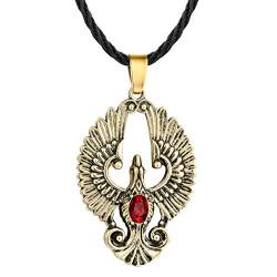 AILUOR Edelstahl Erstellt Rubin Phoenix Anhänger Halskette Skandinavischen Antiken Gotischen Wikinger Slawischen Amulett Bird of Wonder Tier Halskette Modeschmuck für Frauen Männer (Gold) von AILUOR