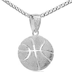 AILUOR Fashion Basketball Anhänger Halskette Edelstahl Kette Hip Hop Sport Halskette Fitness Schmuck (Silber) von AILUOR