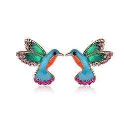 AILUOR Unisex Netter Emaille-Kristall Kolibri-Vogel-Bolzen-Ohrringe, Bunte Metalltierohrstecker Statement Schmuck blau Einstellbar von AILUOR