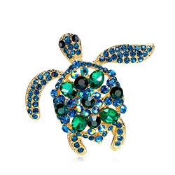 AILUOR Unisex Vintage Schildkröte-Brosche, Mode Strass-Kristall-Große Schildkröte-Broschen Schmuck Geschenke blau-a Einstellbar von AILUOR