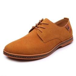 AIMENJOY Anzugschuhe Herren Business Schuhe Klassischer Schnürschuhe Nubuk Derby Leder Hochzeit Brogue 38-48 EU (Camel,47) von AIMENJOY