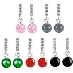 AIMERLUNE Zirkonia Ohrstecker Jade/Achat/Mondstein/Chalcedon/Kristall und Sterling Silber Tropfen Ohrringe für Frauen und Mädchen, Sterling Silber von AIMERLUNE