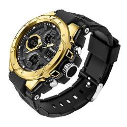 Herren Militär Uhr Outdoor Sport Wasserdicht Elektronische Uhr Taktische Armee Armbanduhr, Gold, Schwarz, Digital von AIMES