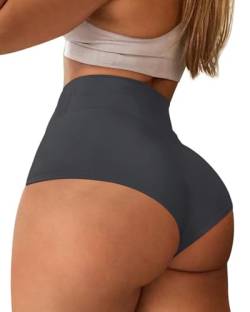 Damen Yoga Booty Shorts mit hoher Taille Workout Spandex Dance Hot Pants Butt Lifting Leggings Rave-Outfits, Dunkel_Grau, Mittel von AIMILIA