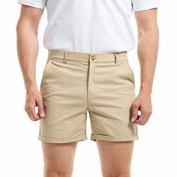 AIMPACT Bermuda Shorts Herren Slim Fit Casual Shorts Flat Front Shorts (Khaki 30) von AIMPACT