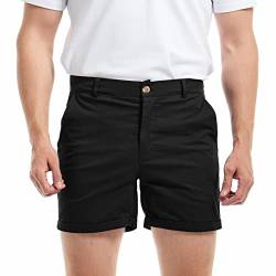 AIMPACT Bermuda Shorts Herren Slim Fit Casual Shorts Flat Front Shorts (Schwarz 30) von AIMPACT