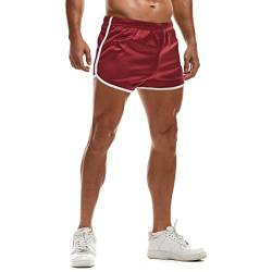 AIMPACT Fitness Bodybuilding Muskel Shorts Sexy Training Mesh Vintage Schnelltrocknend Kurz Hose(Weinrot XXL) von AIMPACT