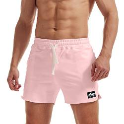 AIMPACT Herren Baumwolle Sweatshorts Casual Athletic Bodybuliding Shorts mit Taschen, rose, XL von AIMPACT