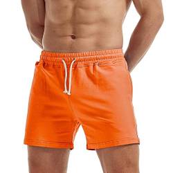 AIMPACT Herren Bermuda Training Sport Shorts Fitness Bodybuilding Sweat Shorts mit Tasche (Orange S) von AIMPACT