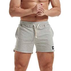 AIMPACT Herren Laufshorts Fitnesshose Sport Shorts Bermuda Casual Baumwolle Kurz Hose mit Tasche (Grau M) von AIMPACT