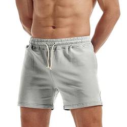 AIMPACT Herren Shorts Freizeithose Bermuda Casual Kurz Hose Stilvoll Generisch Shorts mit Tasche(Hellgrau M) von AIMPACT