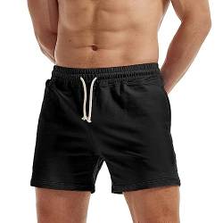 AIMPACT Herren Shorts Freizeithose Bermuda Casual Kurz Hose Stilvoll Generisch Shorts mit Tasche(Schwarz L) von AIMPACT