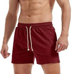 AIMPACT Herren Shorts Freizeithose Bermuda Casual Kurz Hose Stilvoll Generisch Shorts mit Tasche(Weinrot L) von AIMPACT