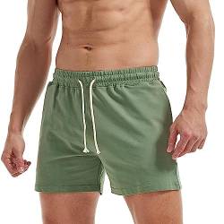 AIMPACT Herren Shorts Freizeithose Bermuda Casual Kurz Hose Stilvoll Generisch Shorts mit Tasche (Grün S) von AIMPACT