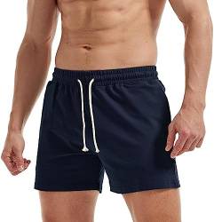 AIMPACT Herren Shorts Freizeithose Bermuda Casual Kurz Hose Stilvoll Generisch Shorts mit Tasche (Marine L) von AIMPACT