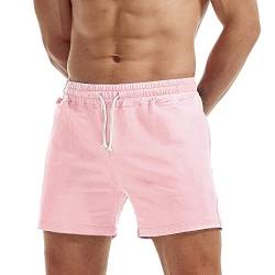 AIMPACT Herren Shorts Freizeithose Bermuda Casual Kurz Hose Stilvoll Generisch Shorts mit Tasche (Rosa L) von AIMPACT