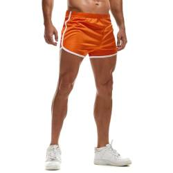 AIMPACT Herren Sport Shorts Training Fitness Bodybuilding Mesh 80s Kurz Hose Schnell Trocken Atmungsaktiv (Orange M) von AIMPACT