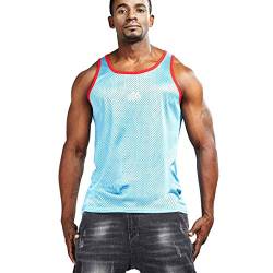 AIMPACT Herren Sport Tank Top Running Basketball Muskelshirt Athletic Mesh Bodybuilding Weste(Blau L) von AIMPACT