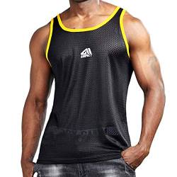 AIMPACT Herren Tanktop Sport Workout Muskelshirts Mesh Schnelltrocknend Trainingsshirt(Schwarz M) von AIMPACT