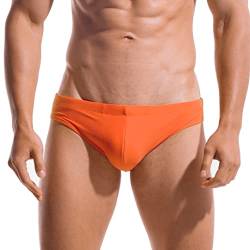 AIMPACT Herren Vintage Badehose Sexy Bikini Bademode Schnell Trocknend Retro Badeanzug mit Aufdruck, Orange, Medium von AIMPACT