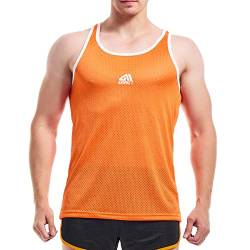 AIMPACT Herren Weste Athletic Workout Ärmellos Shirts Fitnessstudios Mesh Dry Fit Casual Tank Tops, Orange, L von AIMPACT
