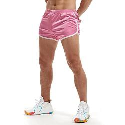 AIMPACT Men Fitnessstudio Bodybuilding Training Mesh Shorts Sport Running Retro Kurz Hose für Herren(Rosa L) von AIMPACT