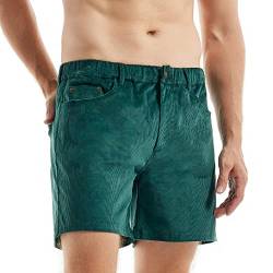 AIMPACT Mens Corduroy Shorts Slim-fit 5.5" Flat Front Stretch Casual Shorts with Pockets (Grün S) von AIMPACT
