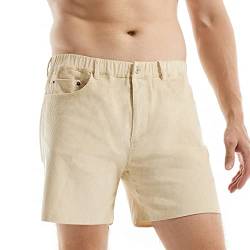 AIMPACT Mens Corduroy Shorts Slim-fit 5.5" Flat Front Stretch Casual Shorts with Pockets (Khaki M) von AIMPACT