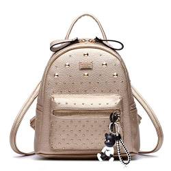 AINUOEY Damen Rucksack Taschen Frauen Elegant Tasche Stadtrucksack Rucksackhandtasche Vintage PU-Leder 76601 1-teilig set Gold von AINUOEY