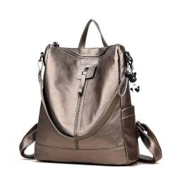 AINUOEY Damen Rucksack Taschen Frauen Elegant Tasche Stadtrucksack Rucksackhandtasche Vintage PU-Leder 76613 1-teilig Set Gold von AINUOEY