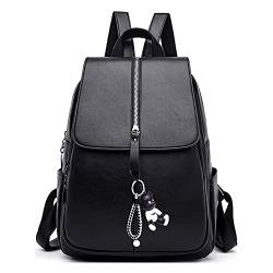 AINUOEY Damen Rucksack Taschen Frauen Elegant Tasche Stadtrucksack Rucksackhandtasche Vintage PU-Leder 76617 1-teilig set Schwarz von AINUOEY